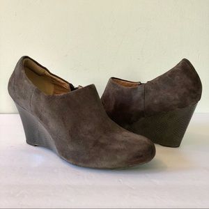 Clarks Artisan Purity Frost Suede Wedge Booties